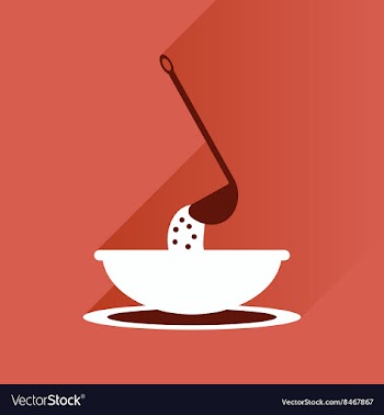 Flat with shadow Icon plate soup ladle vector image
