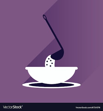 Flat with shadow Icon plate soup ladle vector image