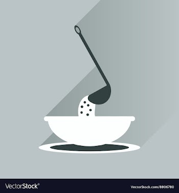 Flat with shadow Icon plate soup ladle vector image