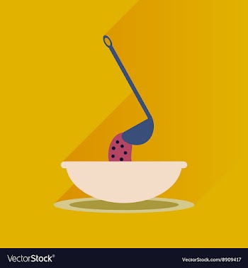 Flat with shadow Icon plate soup ladle vector image