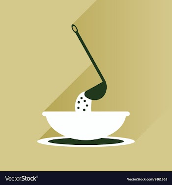 Flat with shadow Icon plate soup ladle vector image