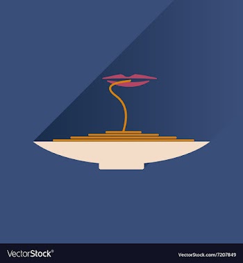 Flat with shadow Icon plate spaghetti lips vector image