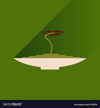 Flat with shadow Icon plate spaghetti lips vector image