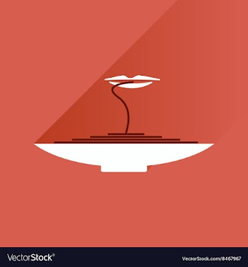 Flat with shadow Icon plate spaghetti lips vector image