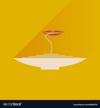 Flat with shadow Icon plate spaghetti lips vector image