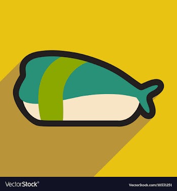 Flat with shadow icon Sashimi with shrimp on vector image