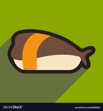 Flat with shadow icon Sashimi with shrimp on vector image
