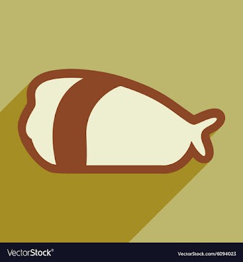 Flat with shadow icon Sashimi with shrimp on vector image