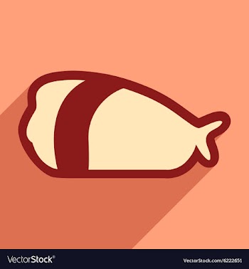 Flat with shadow icon Sashimi with shrimp on vector image