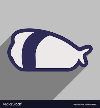 Flat with shadow icon Sashimi with shrimp on vector image