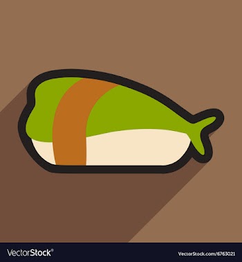 Flat with shadow icon Sashimi with shrimp on vector image