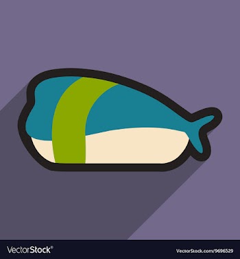 Flat with shadow icon Sashimi with shrimp on vector image