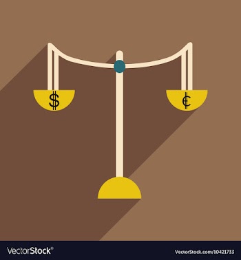Flat with shadow icon Scales and money vector image