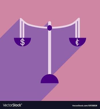 Flat with shadow icon Scales and money vector image