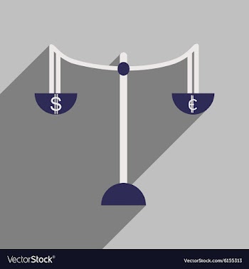 Flat with shadow icon Scales and money vector image