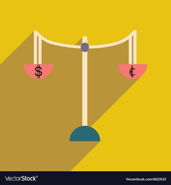 Flat with shadow icon Scales and money vector image