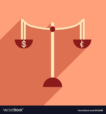 Flat with shadow icon Scales and money vector image
