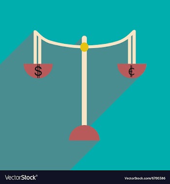 Flat with shadow icon Scales and money vector image