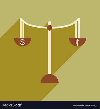 Flat with shadow icon Scales and money vector image