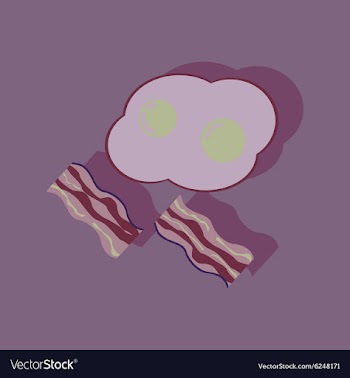 Flat with shadow Icon scrambled eggs and bacon vector image