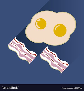 Flat with shadow Icon scrambled eggs and bacon vector image