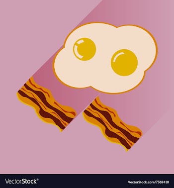Flat with shadow Icon scrambled eggs and bacon vector image