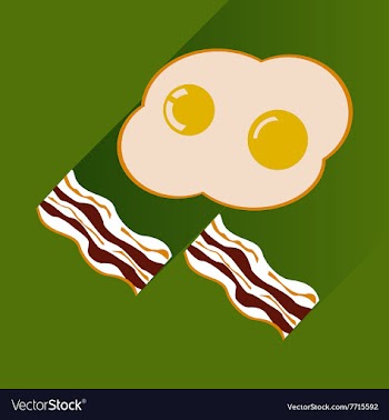 Flat with shadow Icon scrambled eggs and bacon vector image