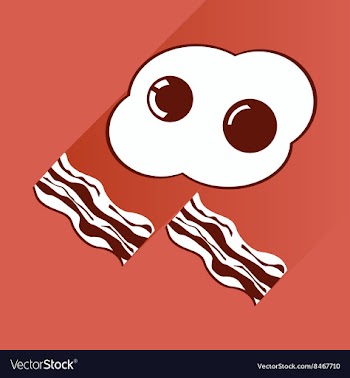 Flat with shadow Icon scrambled eggs and bacon vector image