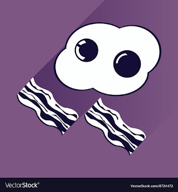 Flat with shadow Icon scrambled eggs and bacon vector image
