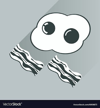 Flat with shadow Icon scrambled eggs and bacon vector image