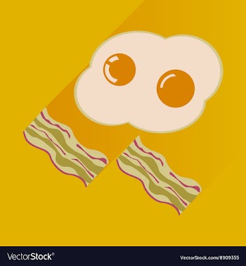 Flat with shadow Icon scrambled eggs and bacon vector image