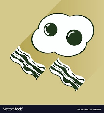 Flat with shadow Icon scrambled eggs and bacon vector image