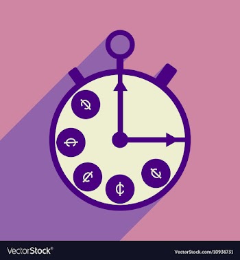 Flat with shadow icon Stopwatch and coins vector image