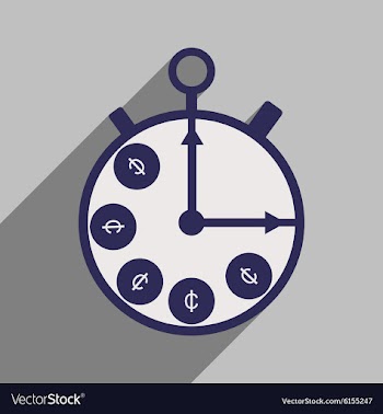 Flat with shadow icon Stopwatch and coins vector image