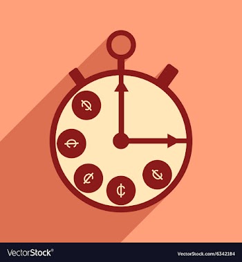 Flat with shadow icon Stopwatch and coins vector image