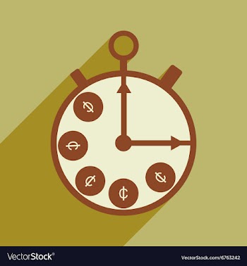 Flat with shadow icon Stopwatch and coins vector image