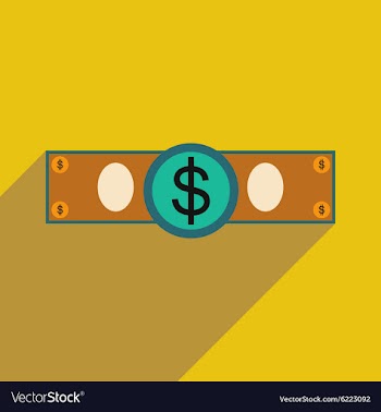 Flat with shadow icon Stylish dollar bill vector image