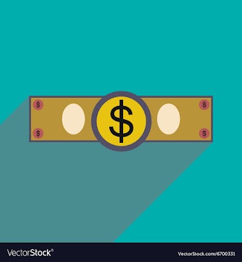Flat with shadow icon Stylish dollar bill vector image