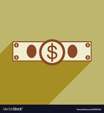Flat with shadow icon Stylish dollar bill vector image