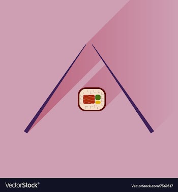 Flat with shadow Icon sushi and chopsticks vector image