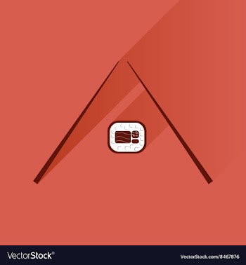 Flat with shadow Icon sushi and chopsticks vector image