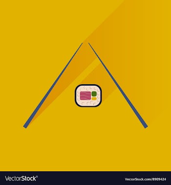Flat with shadow Icon sushi and chopsticks vector image