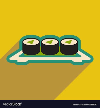 Flat with shadow icon sushi rolls on plate stylish vector image