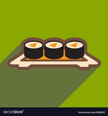 Flat with shadow icon sushi rolls on plate stylish vector image