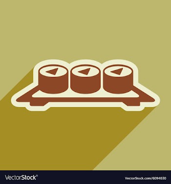 Flat with shadow icon sushi rolls on plate stylish vector image