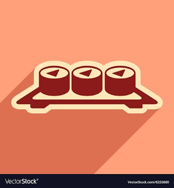 Flat with shadow icon sushi rolls on plate stylish vector image