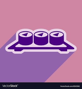 Flat with shadow icon sushi rolls on plate stylish vector image