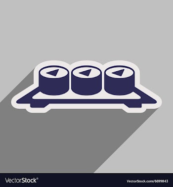 Flat with shadow icon sushi rolls on plate stylish vector image
