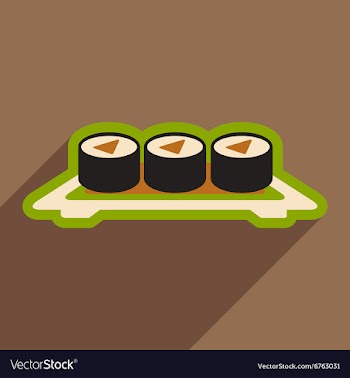 Flat with shadow icon sushi rolls on plate stylish vector image