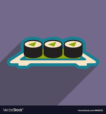 Flat with shadow icon sushi rolls on plate stylish vector image